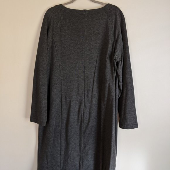 NWT Marina Rinaldi Sport Olivetta long-sleeved gray tailored midi dress, size 22 - Picture 4 of 10